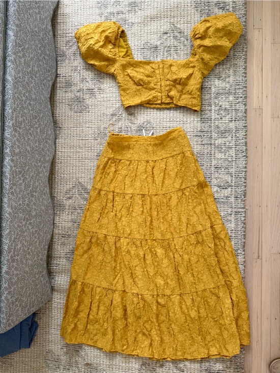 Anthropologie Dresses & Skirts - Anthropologie Mustard Textured Two-Piece Set